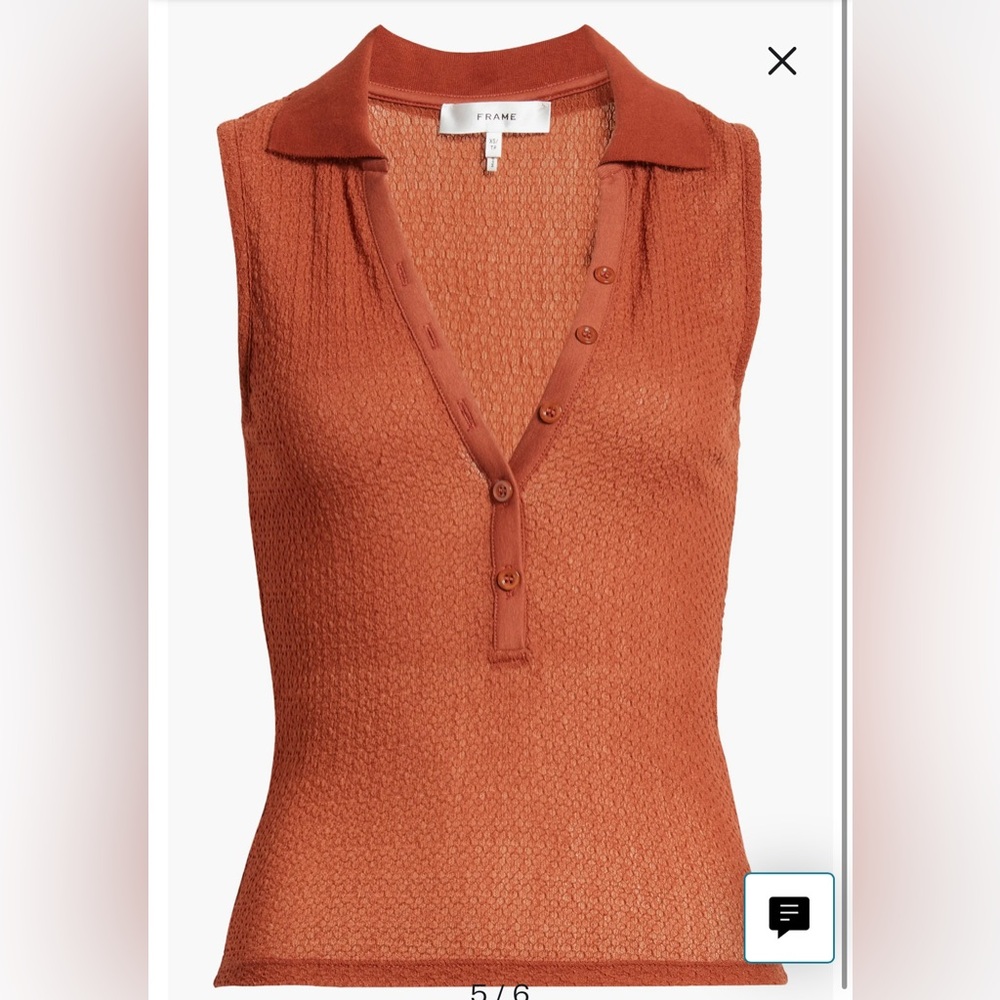 Frame Mesh Lace Sleeveless Polo - Picture 2 of 7